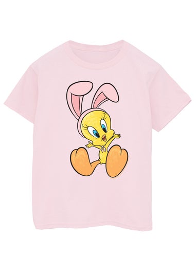 Looney Tunes Tweety Bunny Girls Pink T-Shirt (3-13 Years)