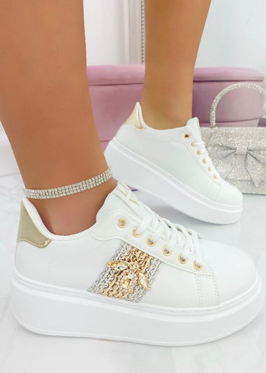 Love Lemonade Gold Crystal Queen Bee Chunky Trainers