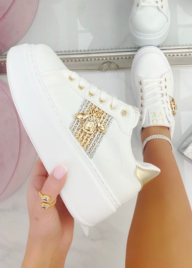 Love Lemonade Gold Crystal Queen Bee Chunky Trainers