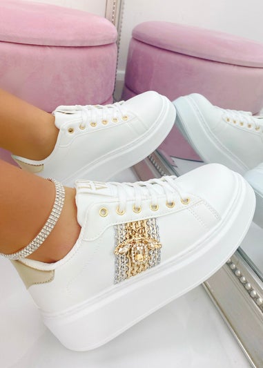 Love Lemonade Gold Crystal Queen Bee Chunky Trainers