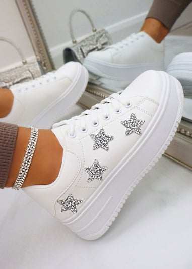 Love Lemonade Silver Crystal Stardust Chunky Trainers