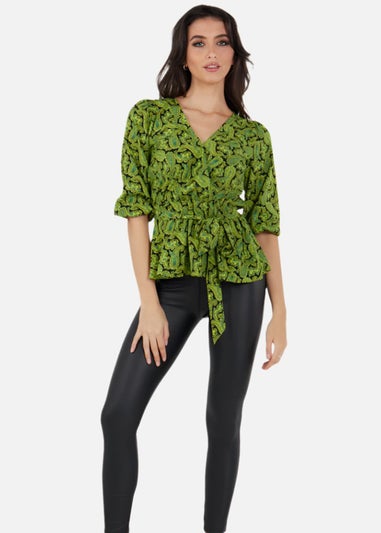 Gini London Black Paisley Print Wrap Top