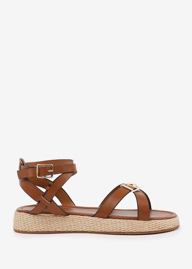 Where's That From Tan PU Alora Cross-Over Buckle Strap Sandals