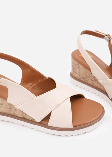 Where's That From Cream PU Qween Wedge Shoes