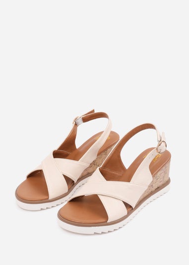 Where's That From Cream PU Qween Wedge Shoes