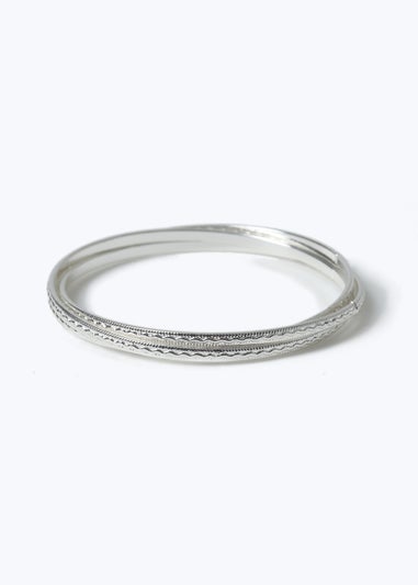 Muse Silver Textured Russian Bangle