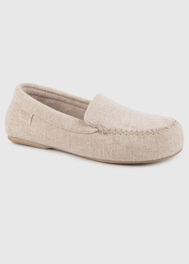Totes Isotoner Cream Textured Moccasin Slipper