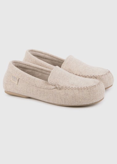 Totes Isotoner Cream Textured Moccasin Slipper