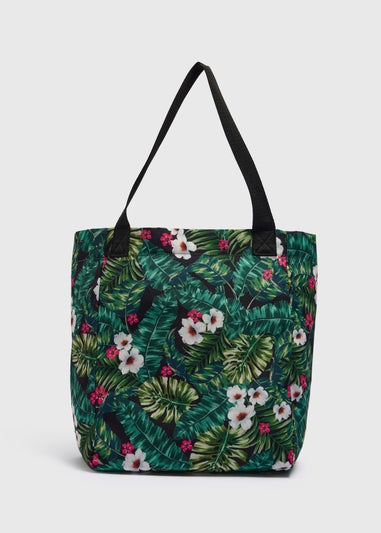 Green Tropical Floral Beach Bag