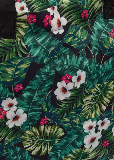 Green Tropical Floral Beach Bag