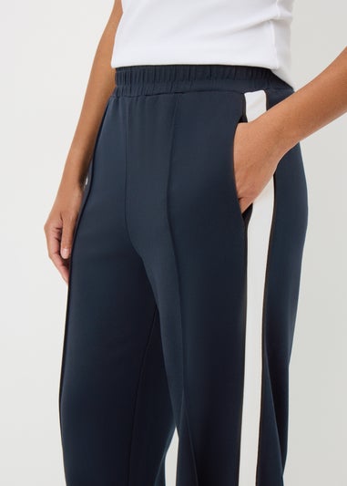 Navy Wide Leg Stripe Trouser