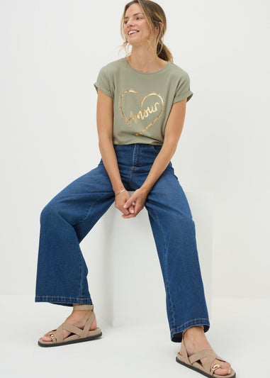 Sage Green Heart Stud T-Shirt