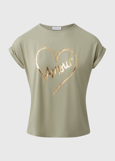 Sage Green Heart Stud T-Shirt