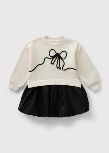 Girls Cream Bow Puffball Dress (1-7yrs)