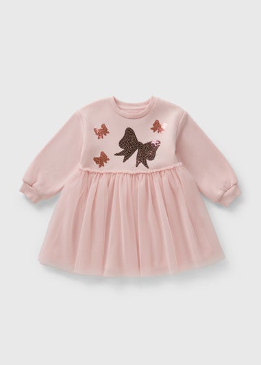 Girls Pink Bow Detail Tutu Dress (1-7yrs)