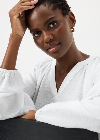 White Solid Popover Shirt