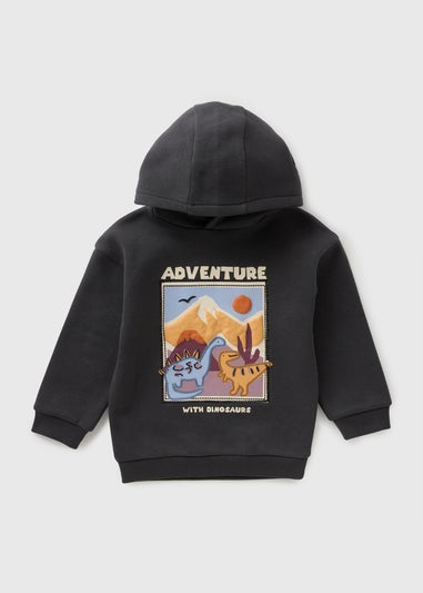Boys Charcoal Adventure Dino Hoodie (1-7yrs)