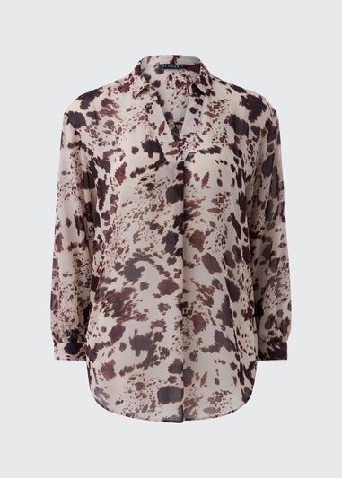 Et Vous Brown Animal Print V-Neck Blouse
