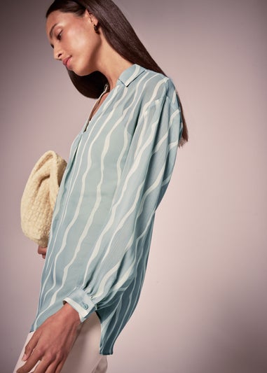Et Vous Sage Stripe Blouse