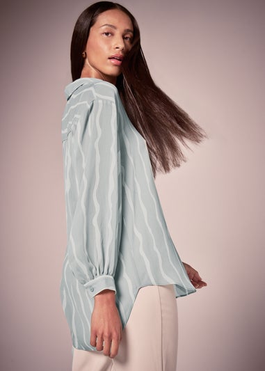 Et Vous Sage Stripe Blouse