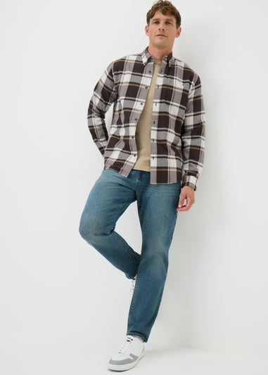 Brown Long Sleeve Checked Flannel