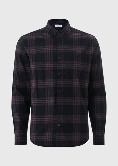 Burgundy Long Sleeve Checked Shirt