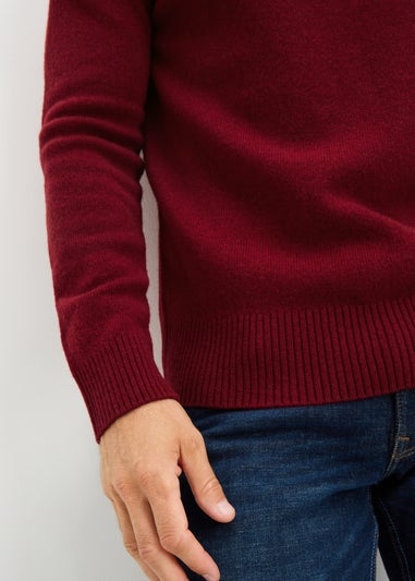 Red Lambswool 1/4 Zip Knit Jumper