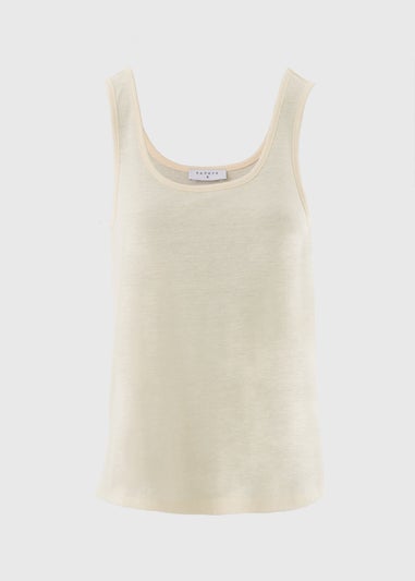 Cream Linen Blend Vest Top