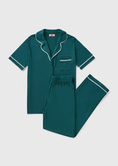 Teal Traditional Satin Pyjama Set