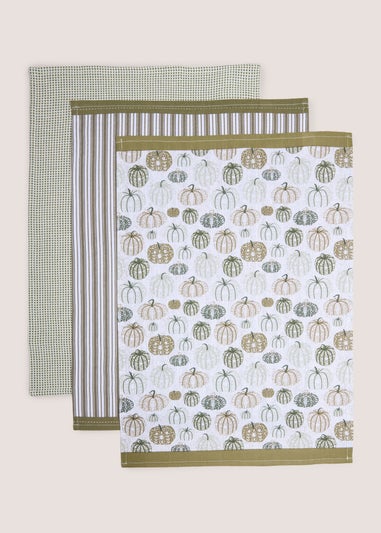 3 Pack Green Pumpkin Tea Towels