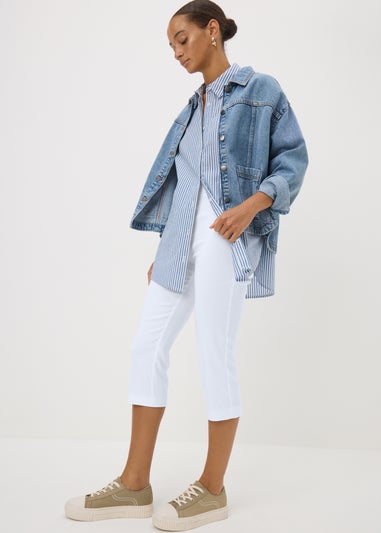 White Bengaline Cropped Leggings