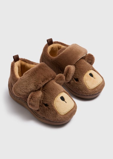 Kids Brown Bear Cupsole Slippers (Younger 4-12)