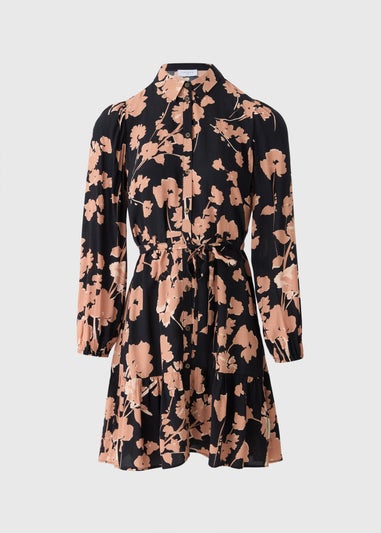 Pink Large Floral Mini Shirt Dress