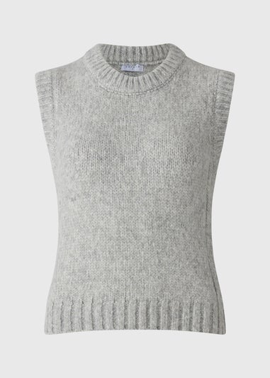 Grey Knitted Crew Neck Vest