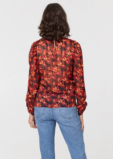 Izabel London Red Abstract Knit Long Sleeve Jumper