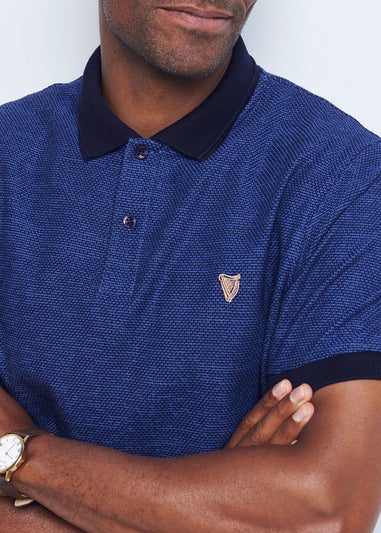 Cotton Traders Navy Guinness Short Sleeve Textured Polo Shirt