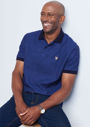 Cotton Traders Navy Guinness Short Sleeve Textured Polo Shirt