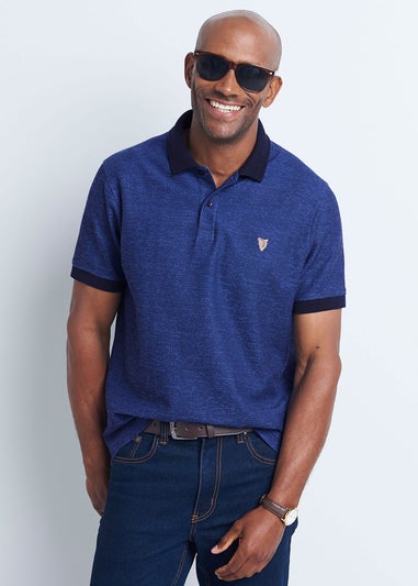 Cotton Traders Navy Guinness Short Sleeve Textured Polo Shirt