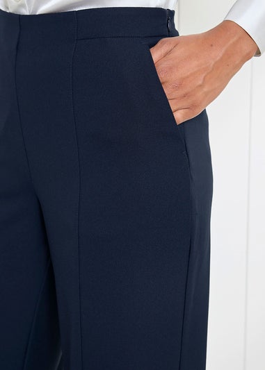 Cotton Traders Navy Wide Leg Occasion Trousers