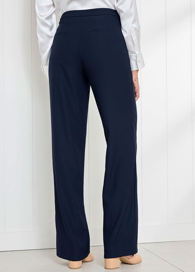 Cotton Traders Navy Wide Leg Occasion Trousers