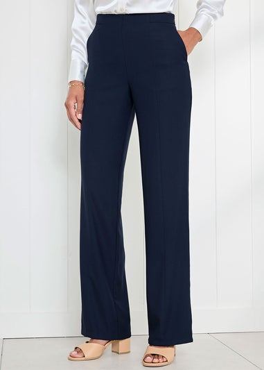 Cotton Traders Navy Wide Leg Occasion Trousers