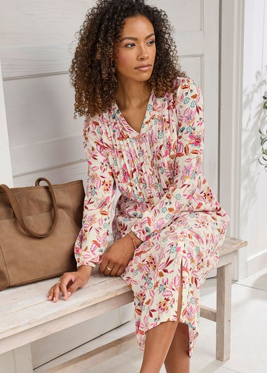 Cotton Traders Cream Pintuck Maxi Dress