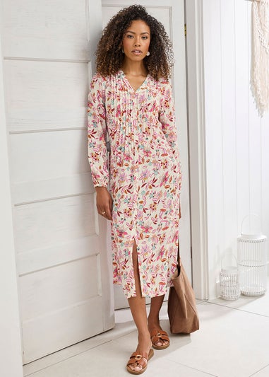 Cotton Traders Cream Pintuck Maxi Dress