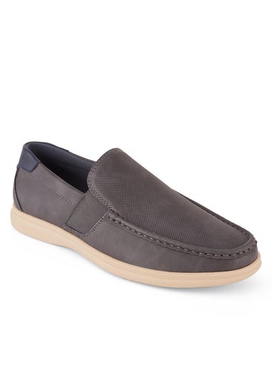 Cotton Traders Grey Slip-On Elasticated Boat Shoes