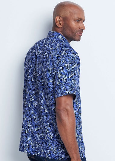 Cotton Traders Navy Guinness Short Sleeve Soft Touch Leaf Print Shirt