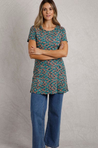 Weird Fish Green Sidra Printed Jersey Slub Tunic