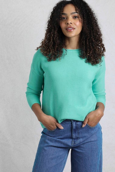 Weird Fish Blue Dalla Knitted Crew Neck Jumper