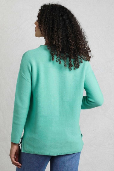 Weird Fish Blue Dalla Knitted Crew Neck Jumper