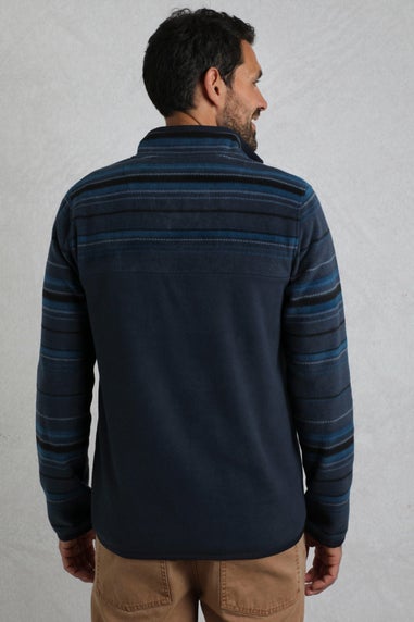 Weird Fish Navy Gilbert 1/4 Zip Striped Microfleece