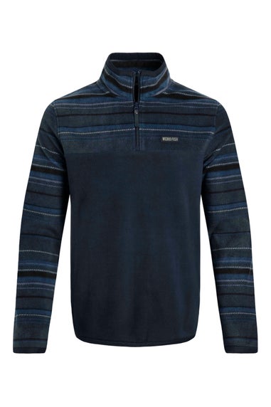Weird Fish Navy Gilbert 1/4 Zip Striped Microfleece